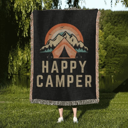 Happy Camper - Camping Lover Woven Blankets