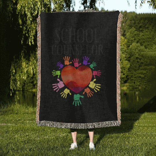 School Counselor Heart Woven Blankets