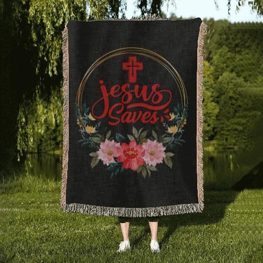 Jesus Saves Bible Text Love Jesus Christian Woven Blankets