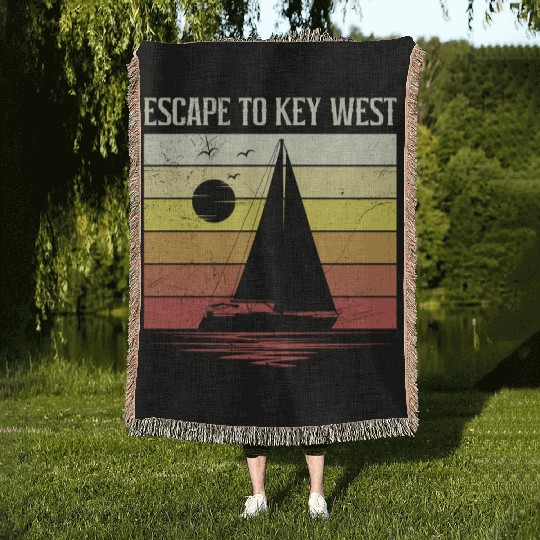 Florida ESCAPE TO KEY-WEST Sailing Florida Woven Blankets