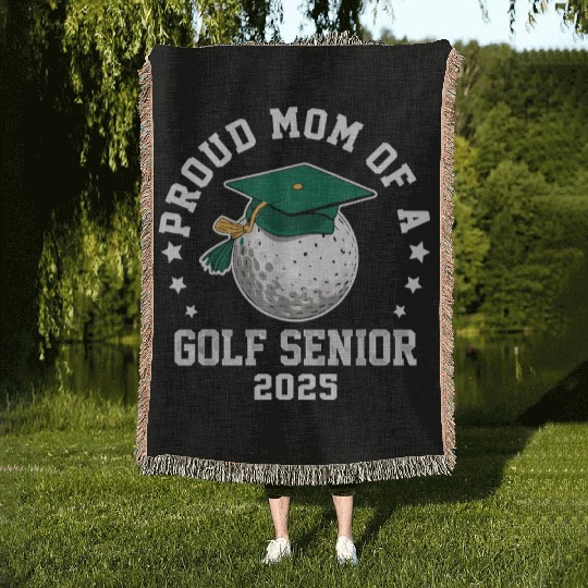 Proud mom of a golf senior class of 2025 matching Woven Blankets