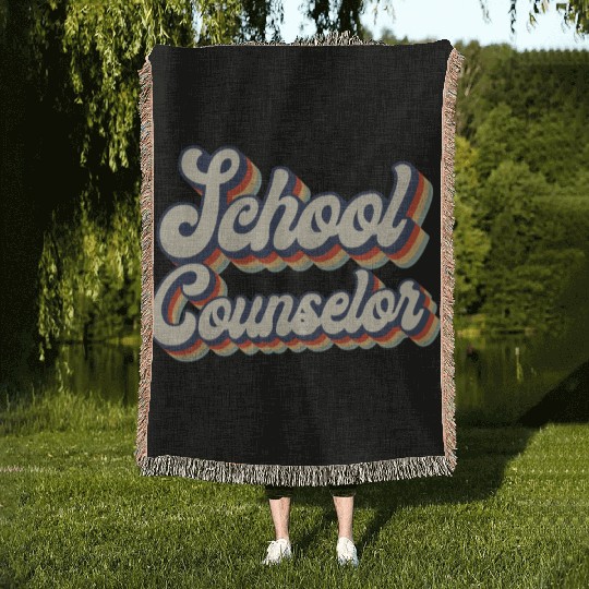 School Counselor Retro Vintage Woven Blankets