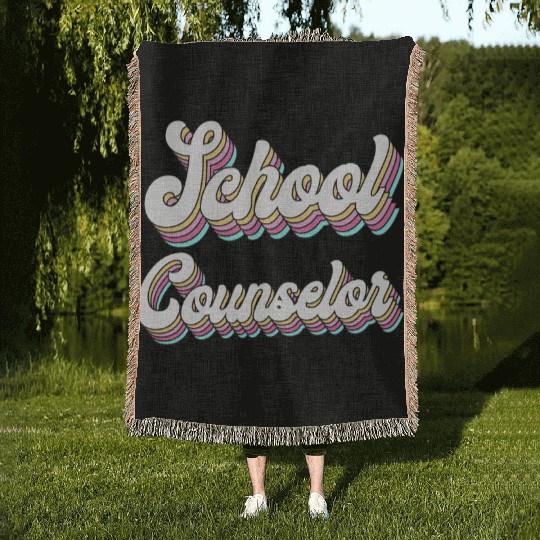 School Counselor Retro 80s 90s Woven Blankets