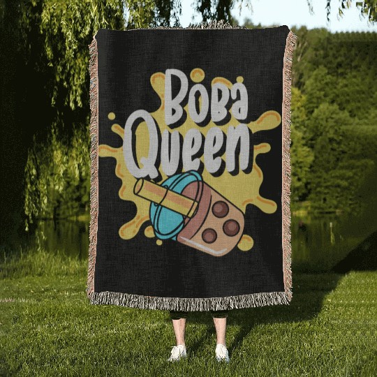 Kawaii Milk Tea Tea Balls Woven Blankets