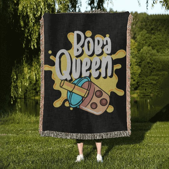 Kawaii Milk Tea Tea Balls Woven Blankets