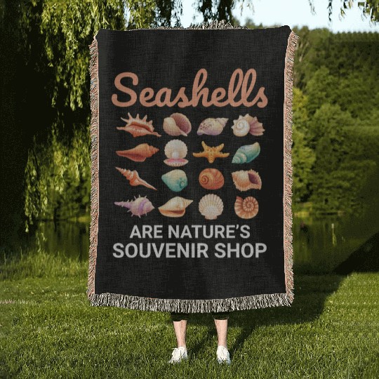 Seashells Collector Beachcomber Sea Shell Ocean Woven Blankets