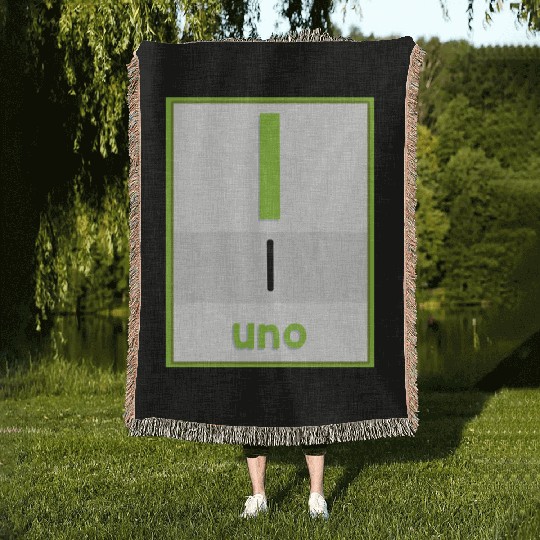 Spanish numbers Uno Woven Blankets