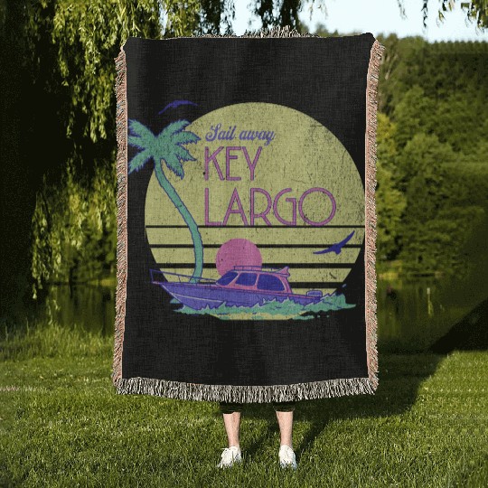 Sail Away Yacht Rock Key Largo Boating Woven Blankets