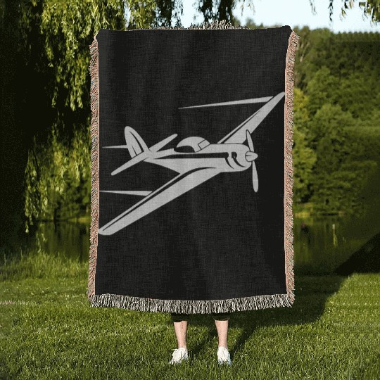Propeller Aircraft Sketch Woven Blankets