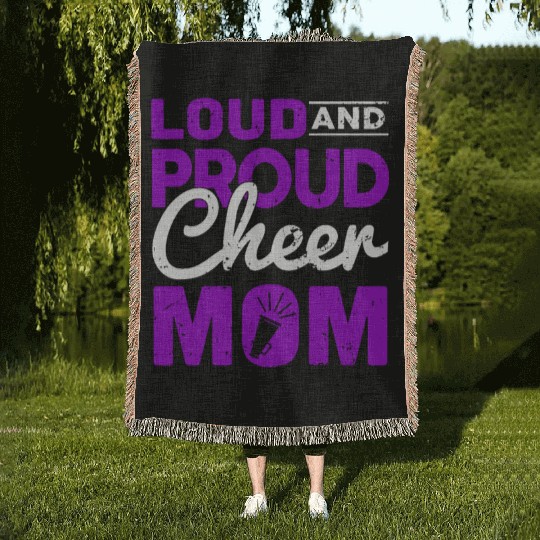 Loud & Proud Cheer Mom Cheerleading Mother's Day Woven Blankets