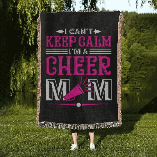 Keep Calm Cheer Mom Cheerleading Mother's Day Woven Blankets