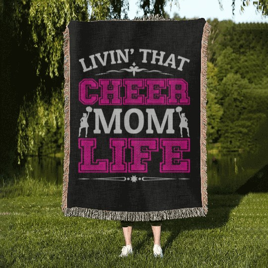 Living Cheer Mom Life Cheerleading Mother's Day Woven Blankets