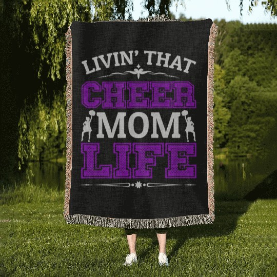 Living Cheer Mom Life Cheerleading Mother's Day Woven Blankets