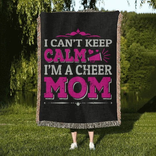 Keep Calm Cheer Mom Cheerleading Mother's Day Woven Blankets