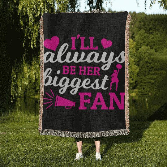 Always Her Fan Cheer Mom Cheerleading Mother's Day Woven Blankets
