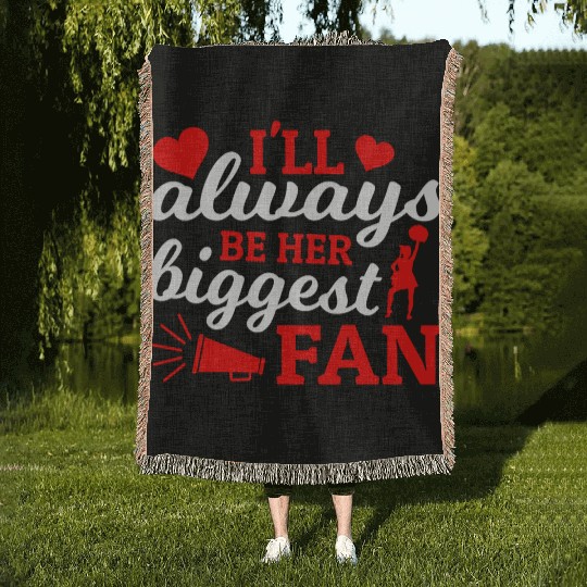 Always Her Fan Cheer Mom Cheerleading Mother's Day Woven Blankets