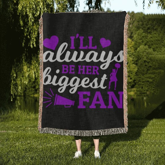 Always Her Fan Cheer Mom Cheerleading Mother's Day Woven Blankets