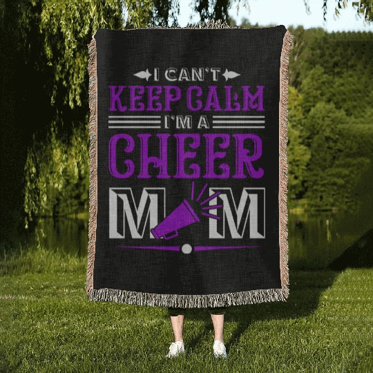 Keep Calm Cheer Mom Cheerleading Mother's Day Woven Blankets