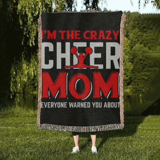 Crazy Cheer Mom Cheerleading Mommy Mother's Day Woven Blankets