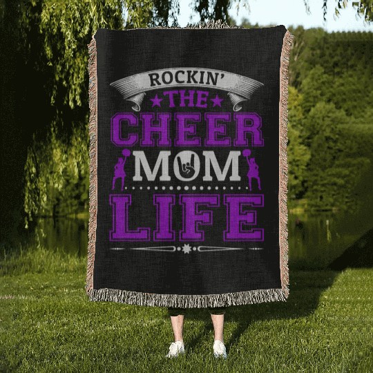Tha Cheer Mom Life Cheerleading Mommy Mother's Day Woven Blankets