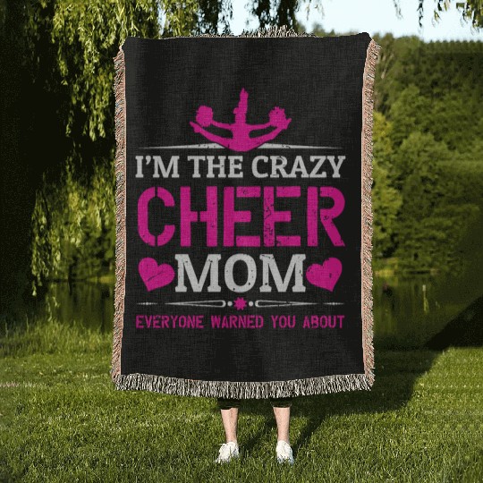 Crazy Cheer Mom Cheerleading Mommy Mother's Day Woven Blankets