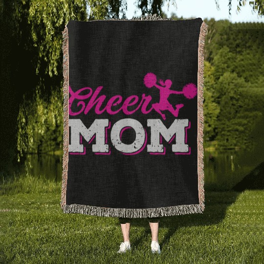 Cheer Mom Funny Cheerleading Mommy Mother's Day Woven Blankets
