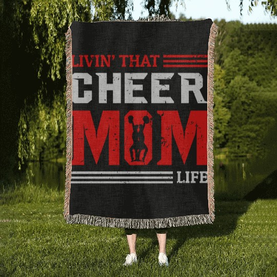 Living Cheer Mom Life Cheerleading Mother's Day Woven Blankets