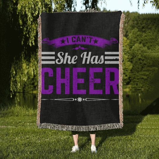 She Has Cheer Mom Cheerleading Mommy Mother's Day Woven Blankets
