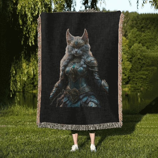 Valkyrie cat (Viking cat) Valhalla calling Woven Blankets
