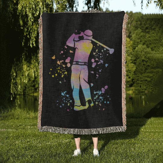 Golfer Colorsplash Kids Miniature Golf Woven Blankets