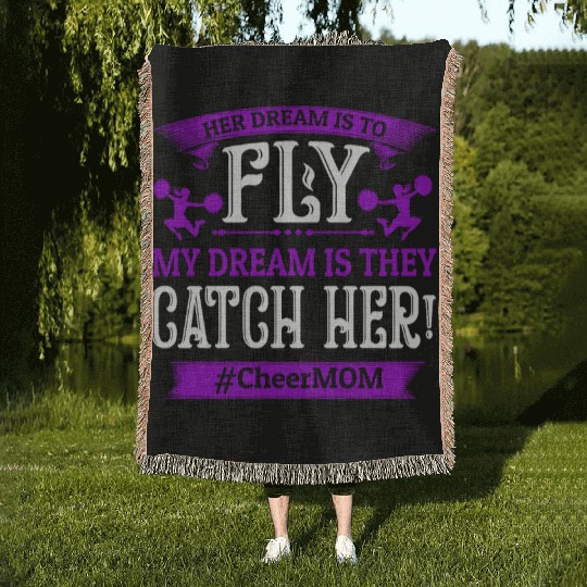 Dream Cheer Mom Cheerleading Mommy Mother's Day Woven Blankets