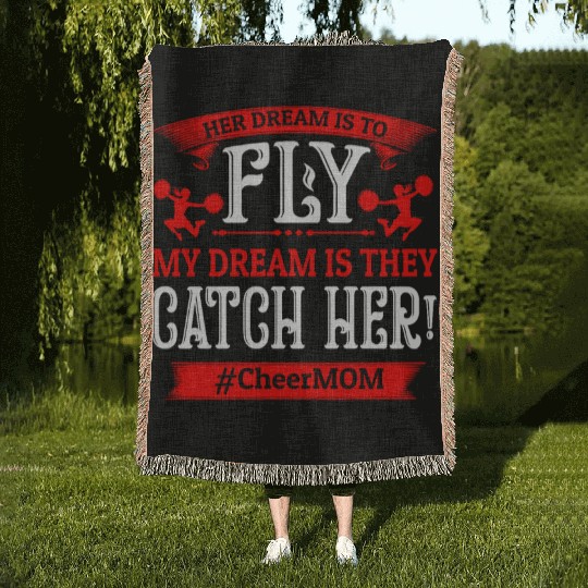 Dream Cheer Mom Cheerleading Mommy Mother's Day Woven Blankets