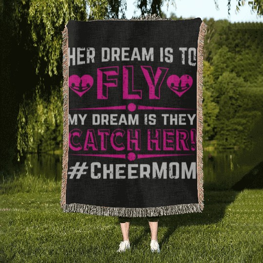 Dream Cheer Mom Cheerleading Mommy Mother's Day Woven Blankets