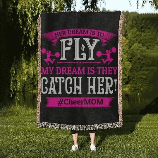 Dream Cheer Mom Cheerleading Mommy Mother's Day Woven Blankets