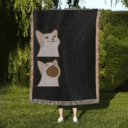 Meow - Reaction When My Boss Is Angry Woven Blankets
