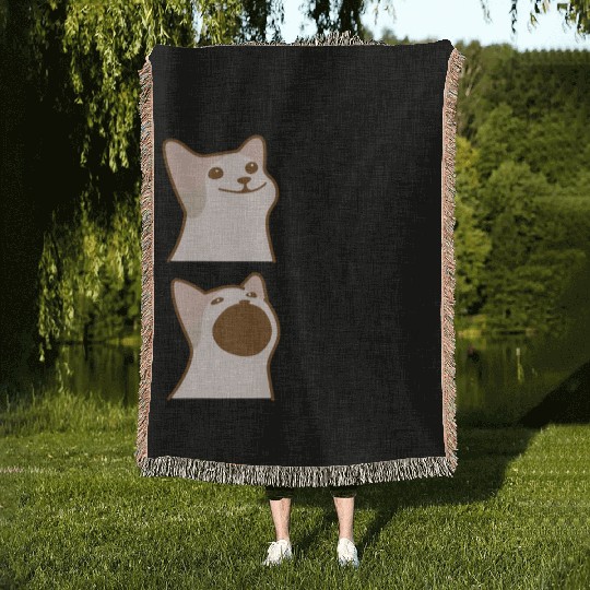 Meow - Reaction When My Boss Is Angry Woven Blankets
