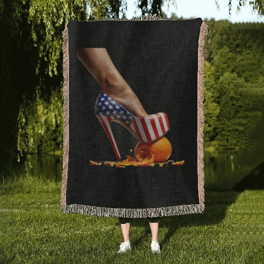 Kamala Heels Stepping On Orange Woven Blankets