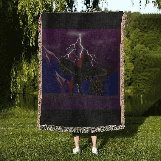 Pegasus Storm at Night Woven Blankets