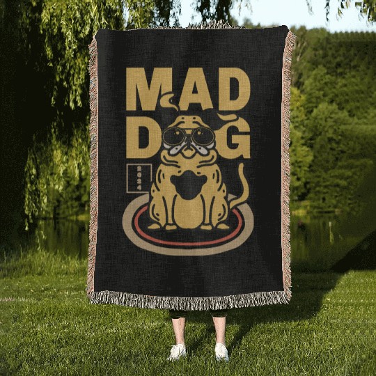 Mad Dog Animal Woven Blankets
