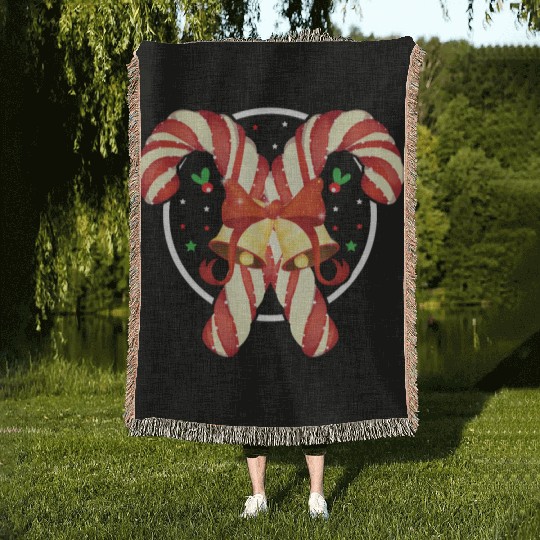 Candy Canes Christmas Matching Group Xmas Holiday Woven Blankets