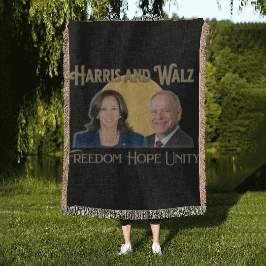 Harris Walz Freedom Hope and Unity Woven Blankets