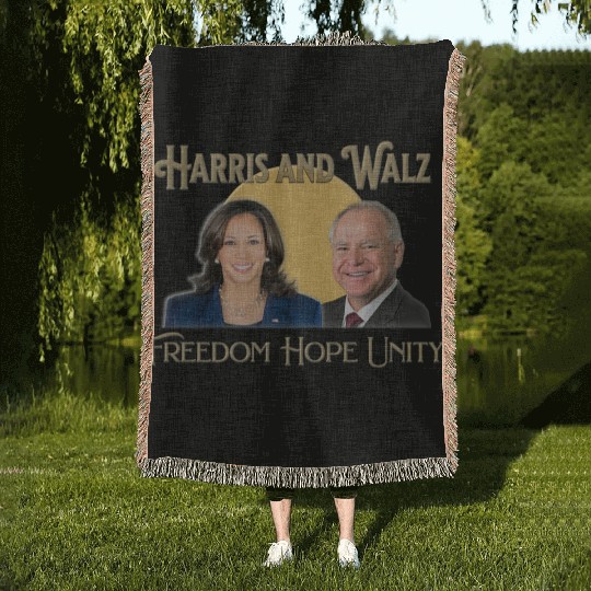 Harris Walz Freedom Hope and Unity Woven Blankets
