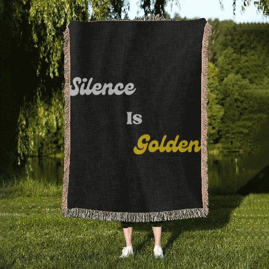 Silence Is Golden White Woven Blankets