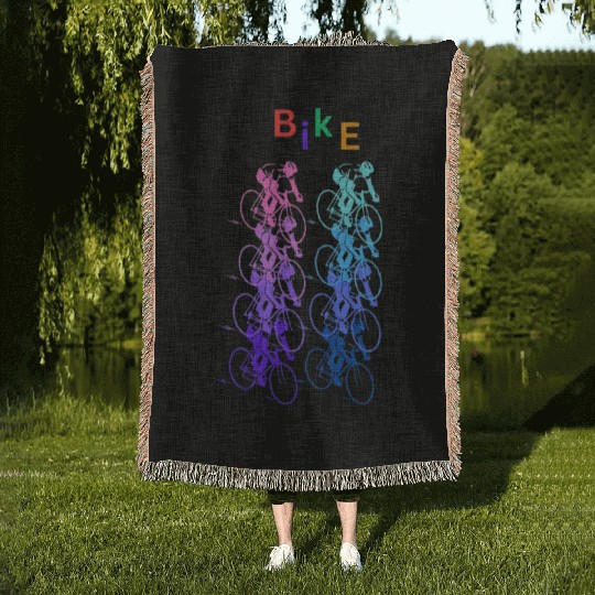 Orange and Black Minimalist Biking Club Woven Blankets