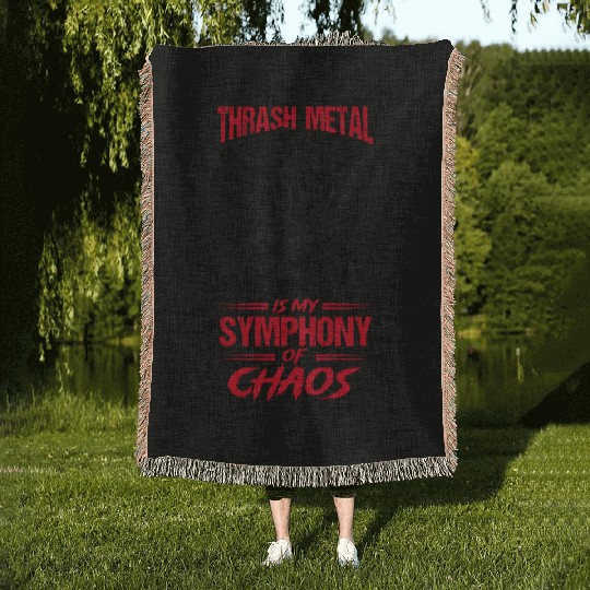 Metalhead Art for Trash Metal Fan Woven Blankets