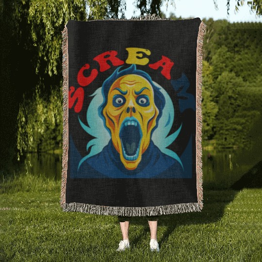 Scream Vintage Halloween Woven Blankets
