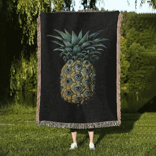 Weirdcore Aesthetic Pineapple Eyes Human Eyeball S Woven Blankets