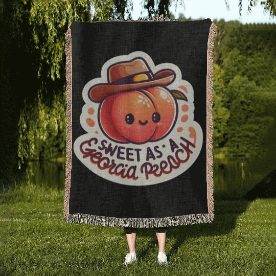 Sweet as a Georgia Peach Sticker Woven Blankets