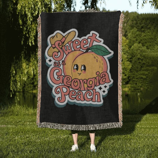 Sweet as a Georgia Peach Sticker.t-shits Woven Blankets