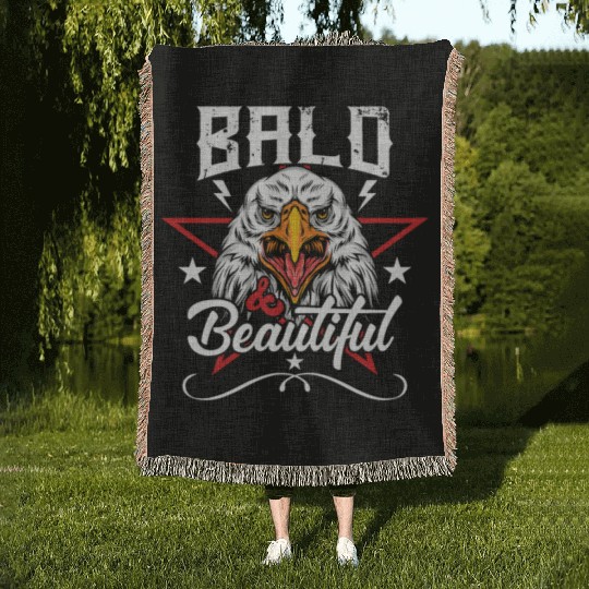 Bald & Beautiful American Eagle with Stars and Woven Blankets